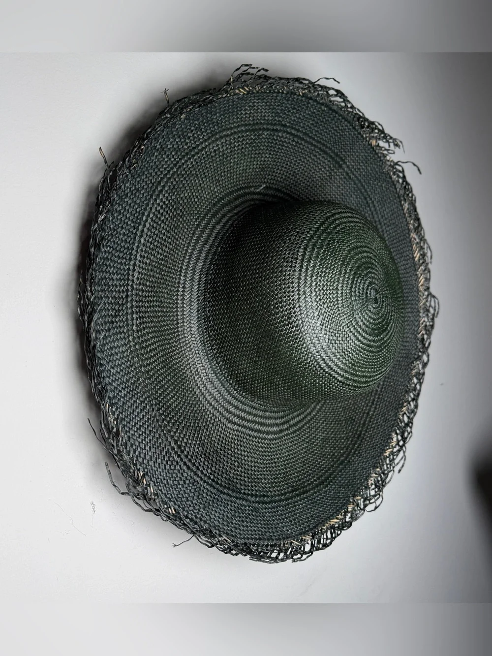 NWT Helen Kaminski Wide Brim Raffia Hat Dark Green Raw Edge 80s Deadstock NWT Helen Kaminski Wide Brim Raffia Hat Dark Green Raw Edge  main image 4